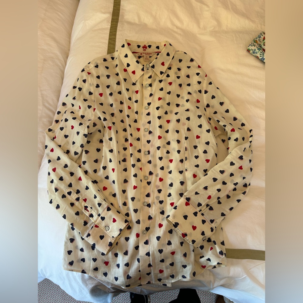 BROOKS BROTHERS White Button Down with Hearts, amazing worn condition, size 12